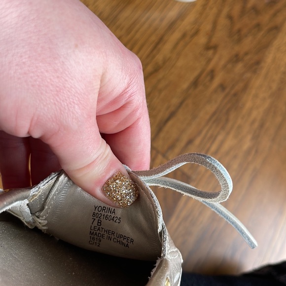 Vintage Lauren Ralph Lauren Yarina Metallic Leather Boat Shoe Gold Women sz 7 B - Picture 7 of 7